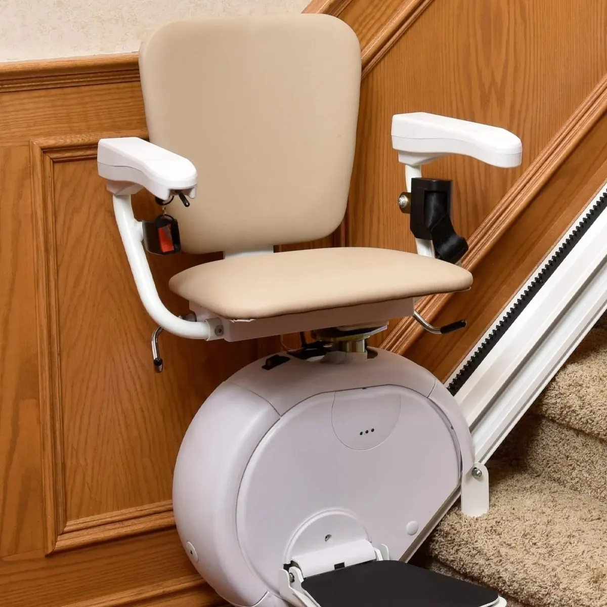 Stairlift installed on a staircase in a central Pennsylvania home