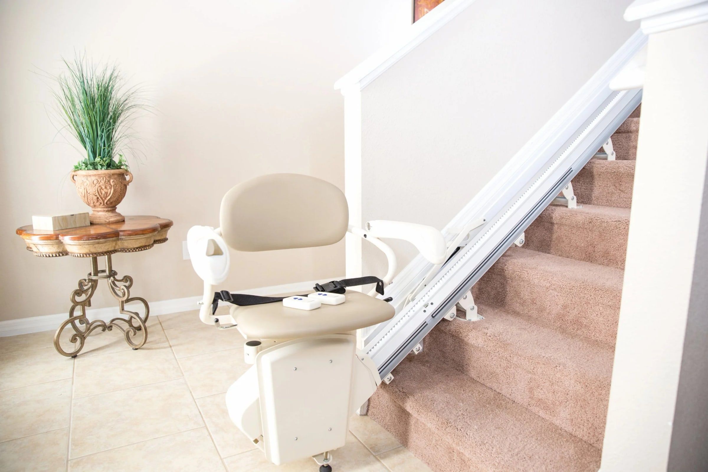 Harmar stairlift with folding rail keeping the hallway clear