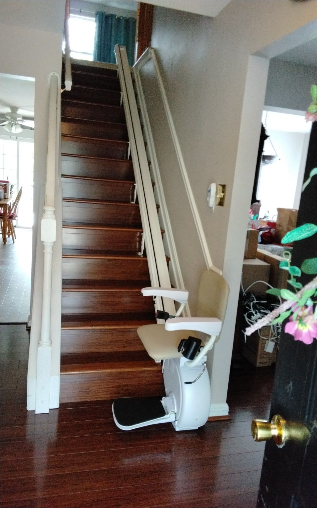 Straight stairlift on a hardwood staircase in Westminster, MD