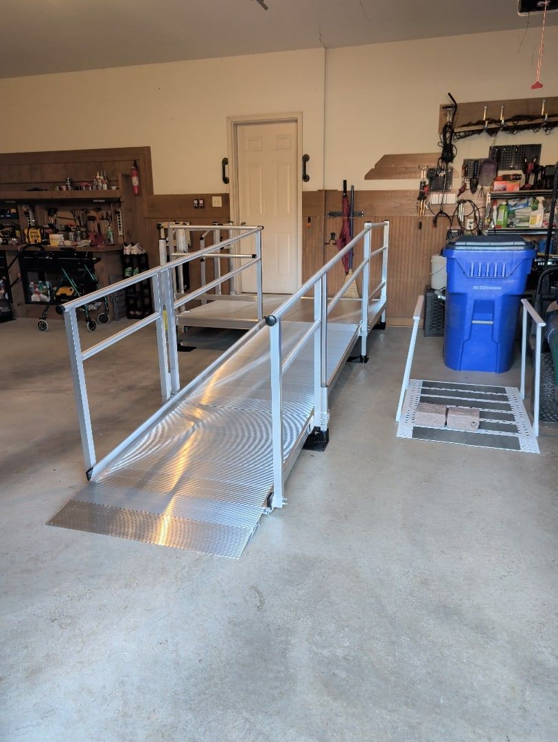 Modular ramp inside a garage in Greencastle, PA