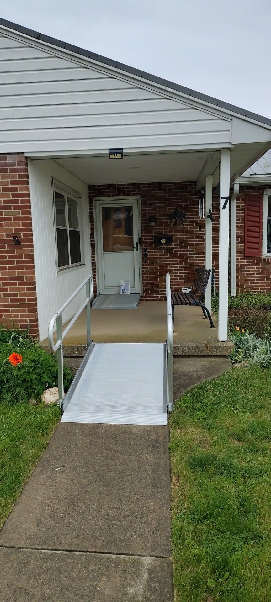 Short modular ramp at a front door in Spring Grove, PA