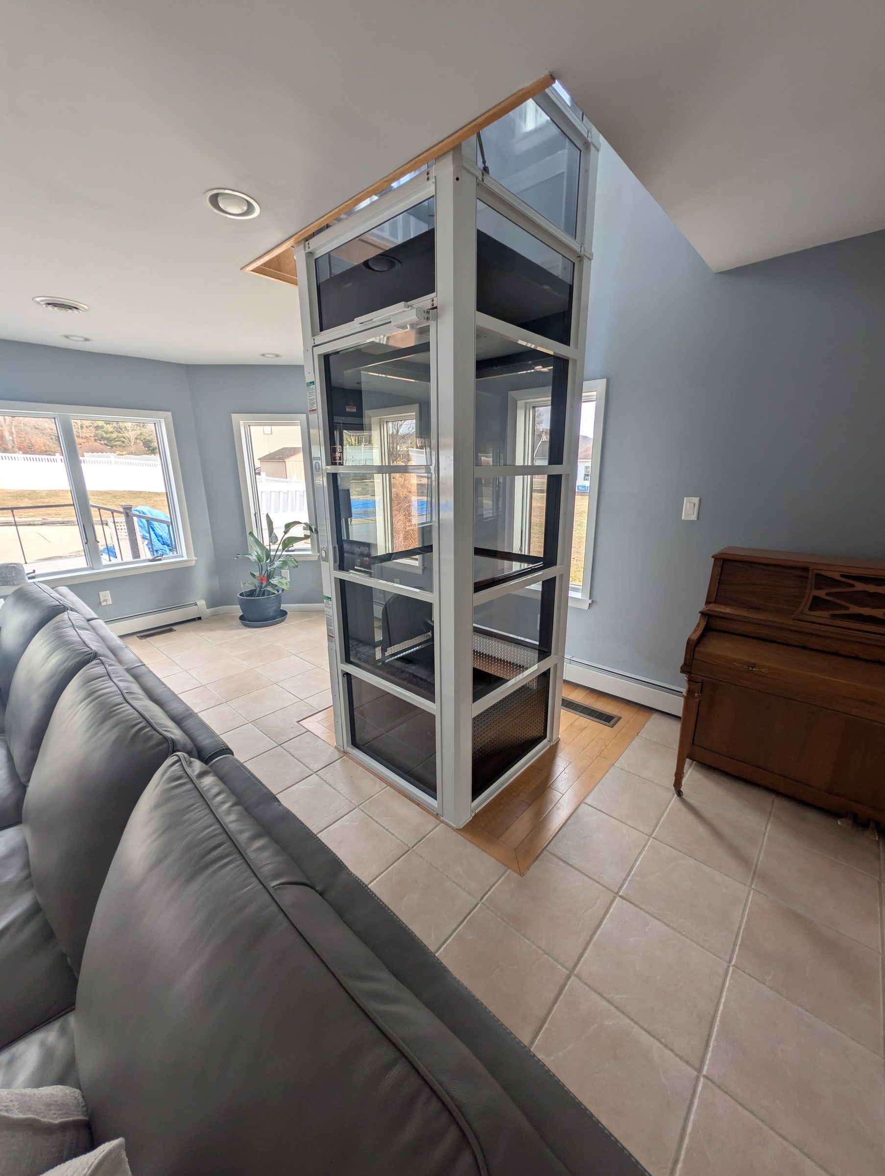 PVE pneumatic vacuum elevator in a living room