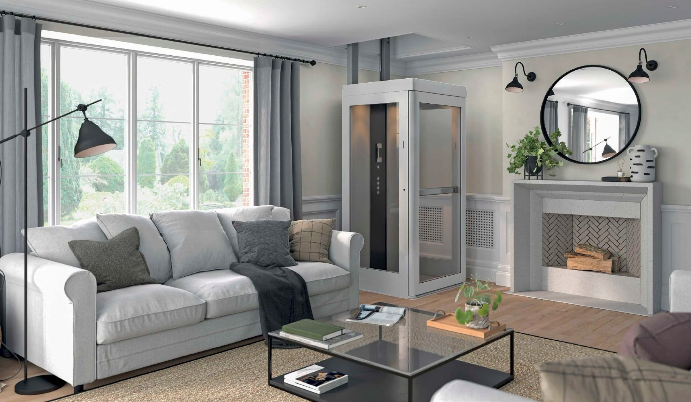 Pollock home elevator in a living room setting